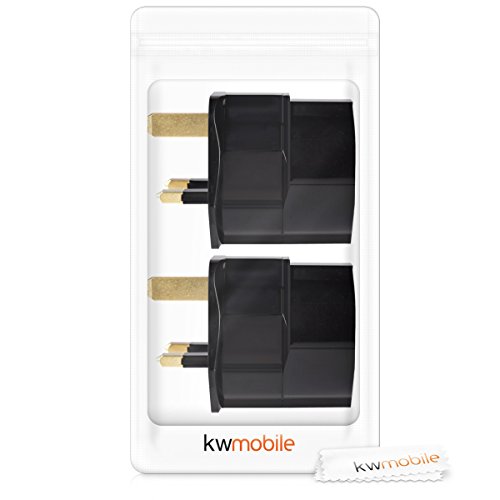 kwmobile 2 adaptadores de Viaje compactos para Inglaterra - Enchufe de Viaje Shuko EU a UK en Negro