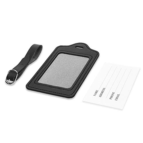 kwmobile 2X Etiqueta para Maleta - Tarjetas de identificación de Equipaje de Cuero sintético - Colgante para Viajes - Blanco/Negro