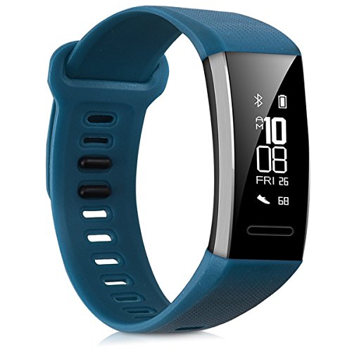 kwmobile 2X Pulsera Compatible con Huawei Band 2 / Band 2 Pro - Brazalete de Silicona Negro/Azul Oscuro sin Fitness Tracker