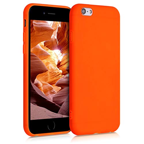 kwmobile Funda Compatible con Apple iPhone 6 / 6S - Carcasa de TPU Silicona - Protector Trasero en Naranja neón