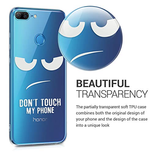 kwmobile Funda Compatible con Huawei Honor 9 Lite - Carcasa de TPU y Don't Touch my Phone en Blanco/Transparente