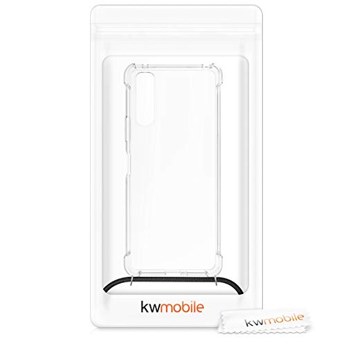 kwmobile Funda con Cuerda Compatible con Sony Xperia 10 II - Carcasa Transparente de TPU con Cuerda para Colgar en el Cuello