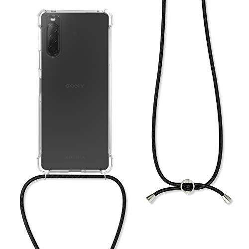 kwmobile Funda con Cuerda Compatible con Sony Xperia 10 II - Carcasa Transparente de TPU con Cuerda para Colgar en el Cuello