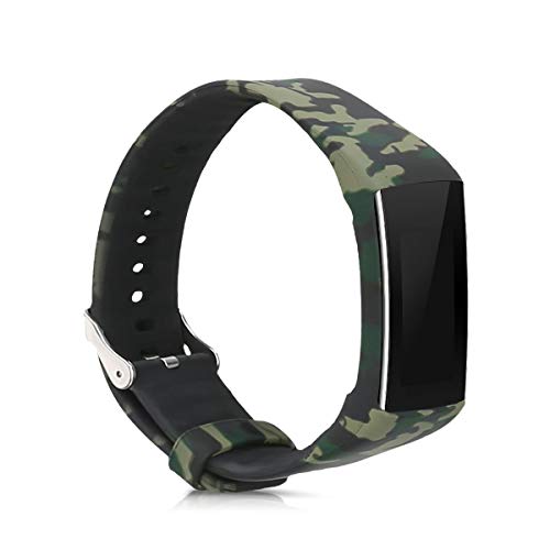 kwmobile Pulsera Compatible con Polar A360 / A370 - Brazalete de Silicona Camouflage en Negro/Verde Claro/Verde Oscuro