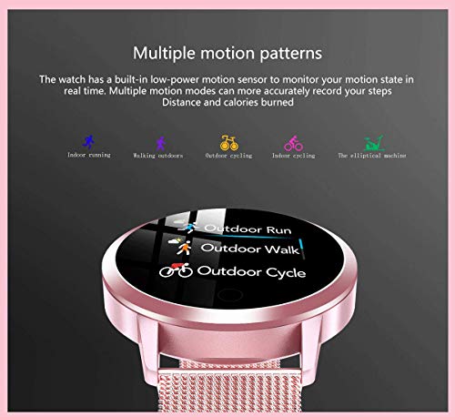 KWY Reloj Elegante Reloj de la Aptitud-Monitor de Ritmo cardíaco Reloj Digital Resistente al Agua IP67 con calorías Paso Registro de sueño, SmartWatch Compatible iOS Android