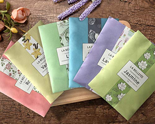 LA BELLEFÉE Bolsitas Perfumadas Sobres Aromaticas Bolsas para Cajones Armarios de la Habitación Baños Automóviles Regalos 30 g (Paquete de 6)