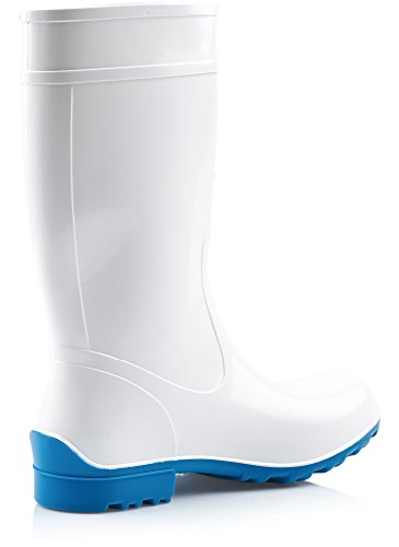 Ladeheid Botas de Agua Antideslizantes en PVC Mujer LA-967 (Blanco/Azul, 37 EU)