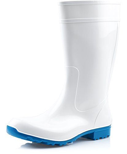 Ladeheid Botas de Agua Antideslizantes en PVC Mujer LA-967 (Blanco/Azul, 37 EU)