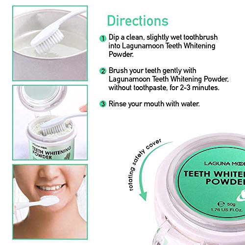 Lagunamoon Blanqueamiento Dental de Polvo de Perla, Polvo para Dientes Natural, Teeth Whitening 50g