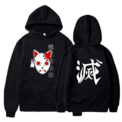 LALLing Hombres Niños Anime Demon Slayer Sudadera con Capucha Streetwear Pullover Sudadera Harajuku Kamado Tanjiro Cosplay Disfraz Sudaderas con Capucha Tops