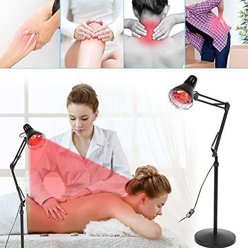 Lampara Infrarrojos Fisioterapia,Lámpara de Infrarrojos Masajem para Termoterapia Lámpara Luz Infrarroja, Cabeza Rotativa de La Lámpara para Salón de Belleza, 275W, 220V, Enchufe de la UE