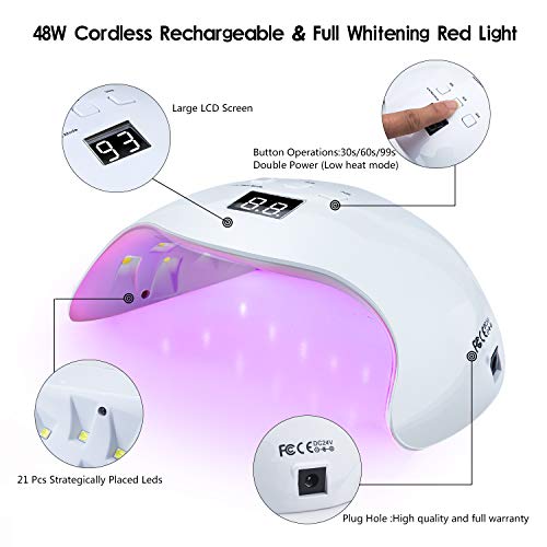 Lámpara LED UV Uñas SKYUV 48W Secador de Uñas para Manicura/Pedicura con 3Temporizadores, Con Sensor Automático y Pantalla LCD Para Manicura/Pedicure Nail Art en el Hogar y el Salón