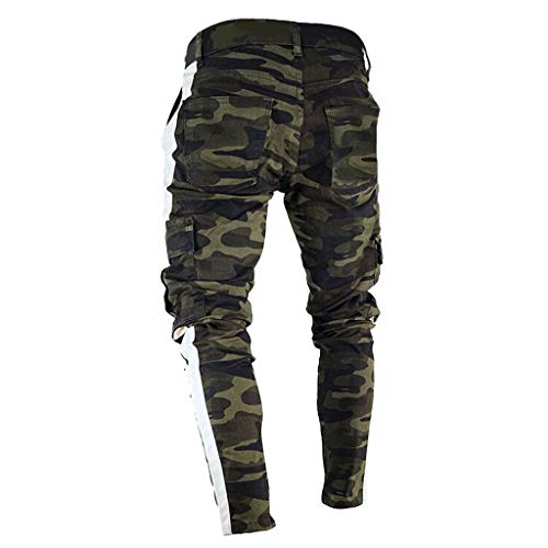 LANSKIRT_Pantalones Vaquero Hombre Slim Pantalones de Tactico Camuflaje Ajustado con Bolsillos Laterales Pantalon Multibolsillos Ropa de Running Deportivas S-3XL