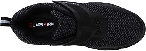 LARNMERN Zapatos de Seguridad Hombres LM180121 SBP Zapatillas de Trabajo con Punta de Acero Ultra Liviano Reflectivo Transpirable(42 EU,Triple Negro)