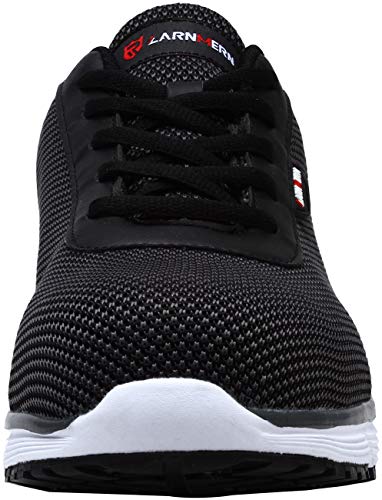 LARNMERN Zapatos de Seguridad Hombres LM30 S1 SRC Zapatillas de Trabajo con Punta de Acero Ultra Liviano Reflectivo Transpirable(45 EU,SRC Negro)