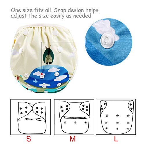 LEADSTAR Pañales de Natación Reutilizables, Bebes Bañador Nappy Pañales de Baño Bañador Reutilizable de Nadar de Bebé Pañal Lavable para Bebé niños niñas 0-3 Años, 2 Paquete