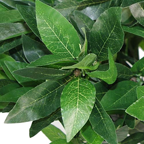 Leaf Árbol de Laurel Artificial Estilo Bola Trenzado o Liso en Maceta de plástico Negro, 90 cm, Large