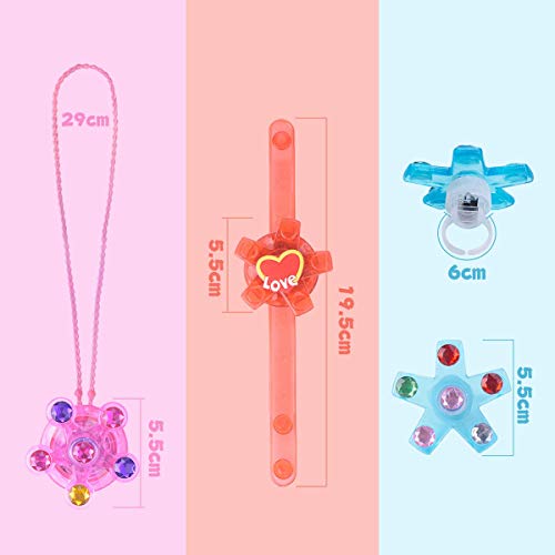 LED Favores de Fiesta Halloween para Niños Pulseras Luminosas Anillos Luminosos Collares para Niños Juguete Luminoso Premio para Estudiantes, Artículo de Cumpleaños, Suministro de Navidad, 18 Piezas