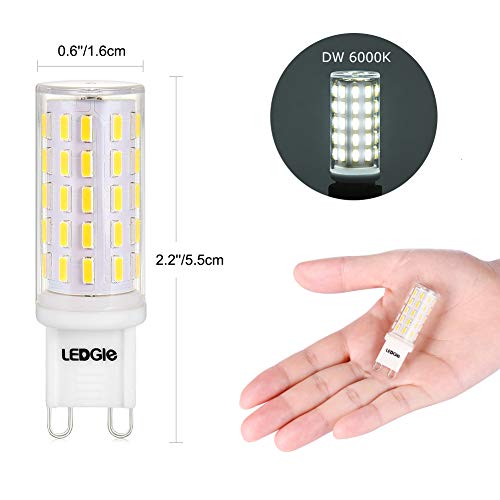 LEDGLE Bombillas LED G9 6W, No Regulable 54LEDs Blanco Frío 6000K Sin Parpadeo, 60W Bombilla Halógena Equivalente, Pack de 5