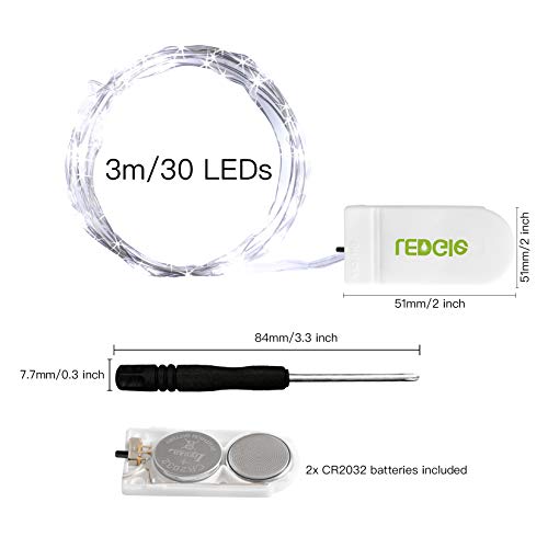 LEDGLE Guirnalda LED Pilas Cadena de Luces, 3M 30 LEDs Blanco Frío 6000K, Luces de Hadas IP67 Impermeable para Navidad, Ventana, Boda, Fiesta, Decoración, Habitacion, 14 Piezas