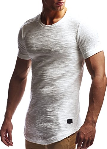 Leif Nelson Camiseta para Hombre con Cuello Redondo LN-6324 Color Crudo Small