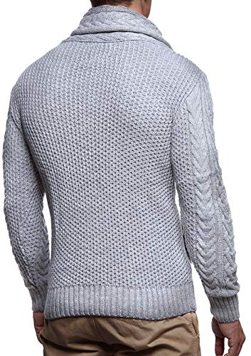 Leif Nelson Hombres Chaqueta de Punto con Cuello Chal LN-4195 Gris Large