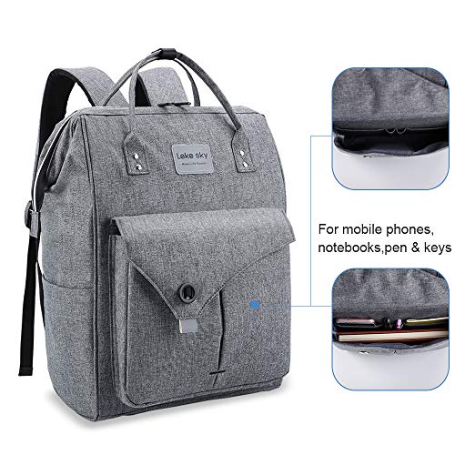 Lekesky Mochila Antirrobo Impermeable, Mochila para Portátil 15,6 Pulgadas Unisexo, Multifuncional Mochila Portátil para Negocio, Viaje, Trabajo - Gris