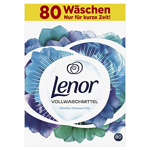 Lenor Detergente en Polvo Agua Blanca lirio, 80 lavados