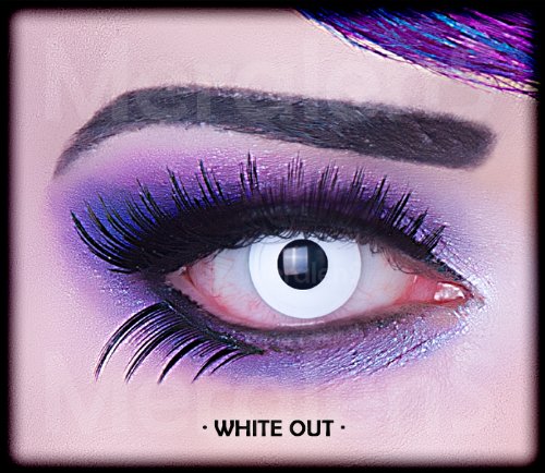 Lentillas de Color Blanco White out 1 par Halloween Carnaval, Carnaval de Halloween Gratis Estuche de lentillas sin graduación