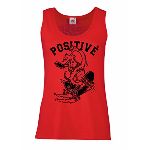 lepni.me Camisetas sin Mangas para Mujer Positivo - Ropa de Skateboard, para Patinadores, patineta Divertida, Regalo Callejero Divertido (Medium Rojo Multicolor)