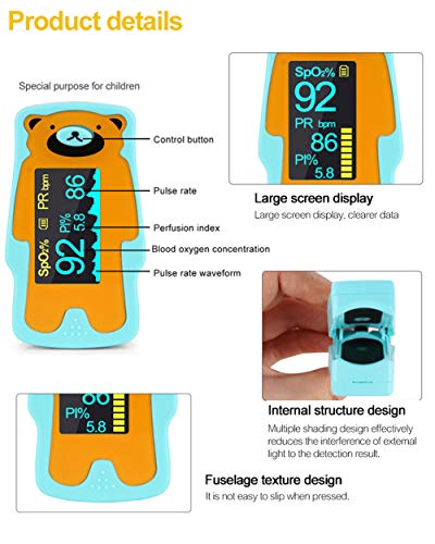 L&F Oso Lindo del Dedo oxímetro de Pulso portátil de frecuencia Cardiaca PR SPO2 Niño Bebé oxímetro Vee oxígeno A310C8 Sangre CE Aprobado por la FDA,B