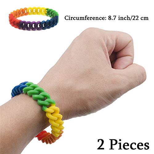 LGBT Pulsera 8 Pack - 2X Arco Iris Silicona Brazalete Orgullo Gay LGTBI Joyería con 6X Lovewins Tatuajes Temporales para Mujer Hombre Desfile del Mes del Orgullo Gay