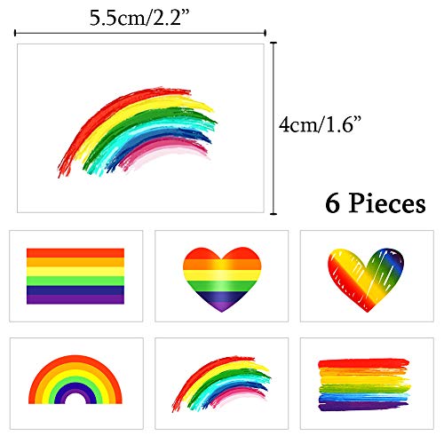 LGBT Pulsera 8 Pack - 2X Arco Iris Silicona Brazalete Orgullo Gay LGTBI Joyería con 6X Lovewins Tatuajes Temporales para Mujer Hombre Desfile del Mes del Orgullo Gay