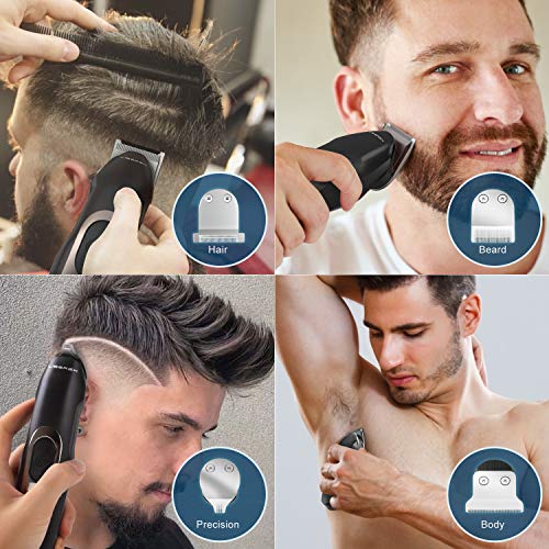 Liberex JM-618A Máquina de Cortar Pelo - Barbero Electrico Recargable, 4 Cabezas de Corte, 7 Peines Guía, Cortapelos Afeitadora Corporal Máquina de Afeitar Impermeables Inalámbrica para Hombres