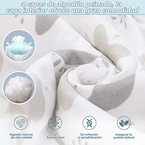 Lictin Saco de Dormir para Bebés- Saco de Dormir Algodón Bebe Niños con Mangas Extraíbles, Saco de Dormir Bebé Invierno de Material Algodón Argánico para 1-3 Años de 75-95 cm