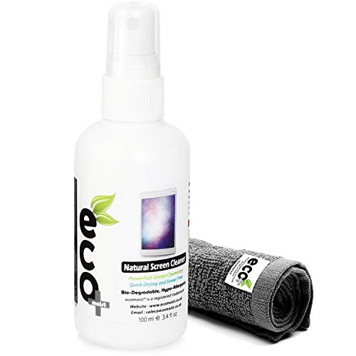 Limpiador de pantalla (100ML) + Toalla de microfibra fina (30x30cm) - Producto natural - MADE IN UK, Producto verde, NO AMONIACO Y ALCOHOL, Limpia todos los polvos y las manchas, Lo mejor para Plasma LED / LCD / / portátil, iPhone, iPad, Computadoras, Las