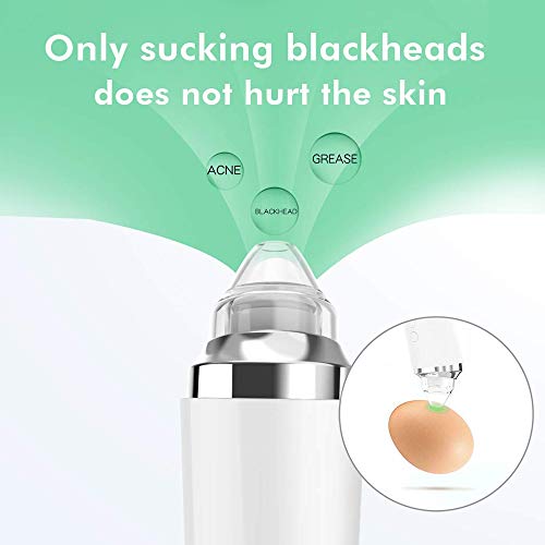 Limpiador De Poros, WiFi Succionador De Puntos Negros Limpiador Facial Blackhead, Iimpiador De Poros Facial Kit Herramienta De Succión De Espinillas Recargable USB,Blanco