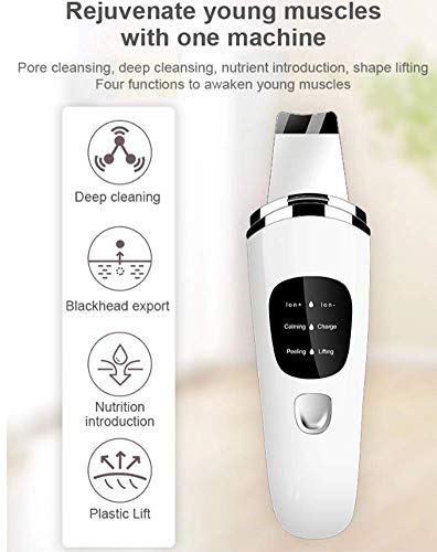 Limpiador Facial Piel, Exfoliador Poros Espátula Piel, Pantalla LCD Masajeador Levantamiento Facial EMS Con 4 Modos, Extractor Espinillas Extractor Peeling Comedones Para Limpieza Facial Profunda