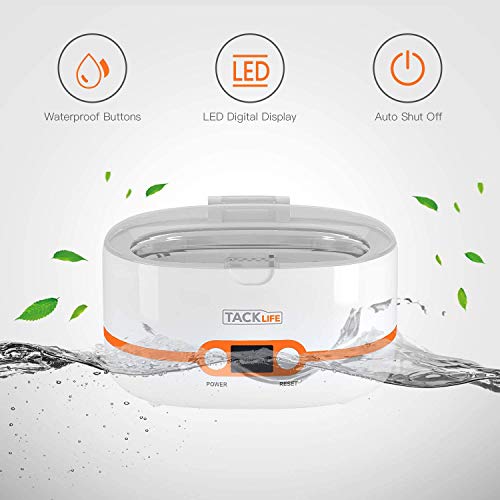 limpiador por ultrasonidos,Tacklife-MUC02 Limpiador ultrasúnico 600ml, Mini Limpiador de hogar con 5 programas de tiempo diferentes, es un profesional limpiador de Joyería/Reloj/CD/Gafas y Dientes