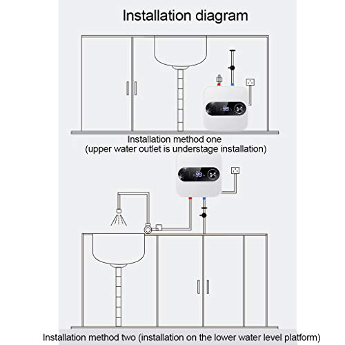 LIUHUI Calentador De Agua Instantáneo, Mini Calentador De Agua Eléctrico, Calentador De Agua Sin Tanque De 2000 W con Pantalla LCD, Calentamiento Instantáneo para Cocina O Baño (Blanco)