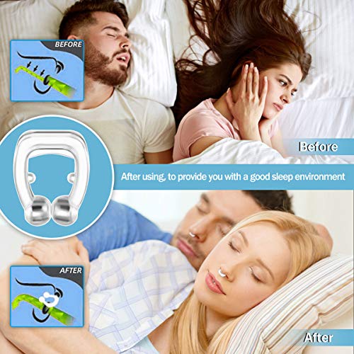 LIUMY Dispositivos Anti Ronquidos，4 PCS Dispositivos Antirronquidos Magnético Clip anti ronquidos soluciones，Dilatador nasal con imanes para una cómoda congestión para dormir (transparente)