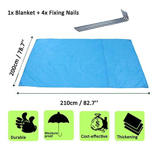 LIVEHITOP Manta de Playa 210x200cm Anti-Arena - Alfombra de Picnic Impermeable Plegable Extra Grande para Camping, Jardín, Viaje, Al Aire Libre, Azul