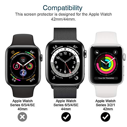 LϟK 6 Pack Protector de Pantalla para Apple Watch 44mm Series 6/5/4/SE y 42mm Series 1/2/3, HD Película de TPU Flexible [Sin Burbujas] [Funda Compatible] [Sin Bordes elevados] [Instalación Fácil]