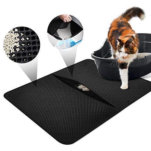 LOETAD Cat Litter Mat Estera de Arena Gato Alfombra de Basura Impermeable Trapping Mat 55x70cm de Doble Capa Fácil de Limpiar