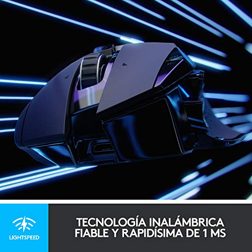 Logitech G502 LIGHTSPEED Ratón Gaming Inalámbrico, Sensor HERO 16K, 16,000 DPI, RGB, Peso Reducido, 11 Botones Programables, Batería Larga Duración, Memoria Integrada, PC/Mac - Negro