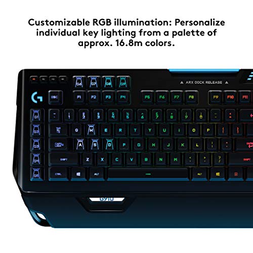 Logitech G910 Orion Spectrum, Teclado Mecánico RGB para Gaming, Romer-G Táctil, 9 Teclas G, Segunda Pantalla Arx, Disposición QWERTY, USB/Alámbrico, Negro