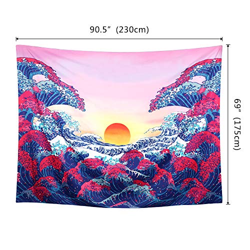 LOMOHOO Colgar en la Pared Gran Ola oceánica Colgante de Pared Naranja al Atardecer con Pared Arte Naturaleza Decoraciones para el hogar para la Sala de Estar Dormitorio Dormitorio Decoración