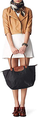 LongchampBolsa Le pliage bolsos mujer,Bolso de hombro de Lona plegable Tote (Marrón claro)