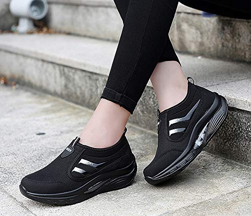 lovejin Mujer Zapatillas Deportivas de Correr Plataforma Cuña Zapatos Moda Fitness Adelgazar Planos Sneakers