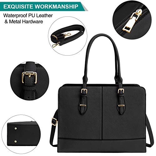 Lubardy Bolso Mujer Impermeable Bolsos Bandolera Grande Bolso Ordenador 15.6 pulgadas Gran Capacidad Bolsa Tote Shopper Negro